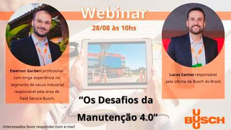 Busch promove webinar sobre manutenção 4.0