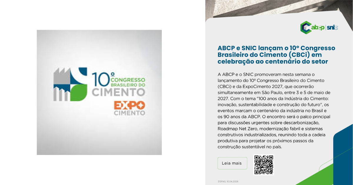 ABCP e SNIC lançam o 10º Congresso Brasileiro do Cimento (CBCi) em celebração ao centenário do setor