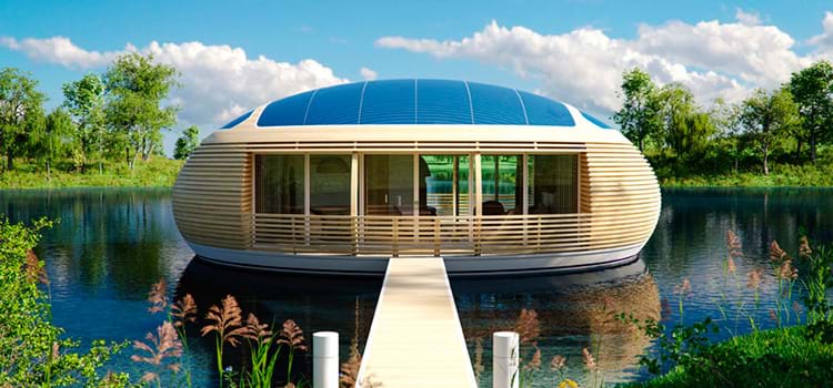 Casa flutuante produz sua própria energia e pode ser totalmente reciclada