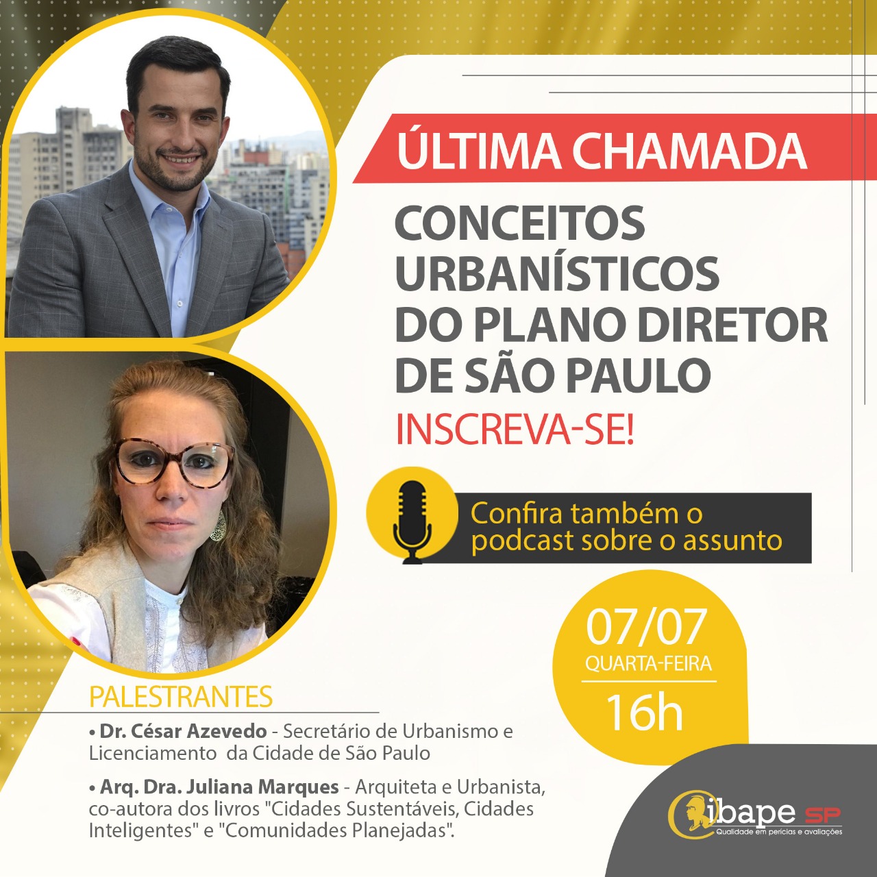 Acontece hoje 7/7: Live sobre Plano Diretor da cidade de São Paulo