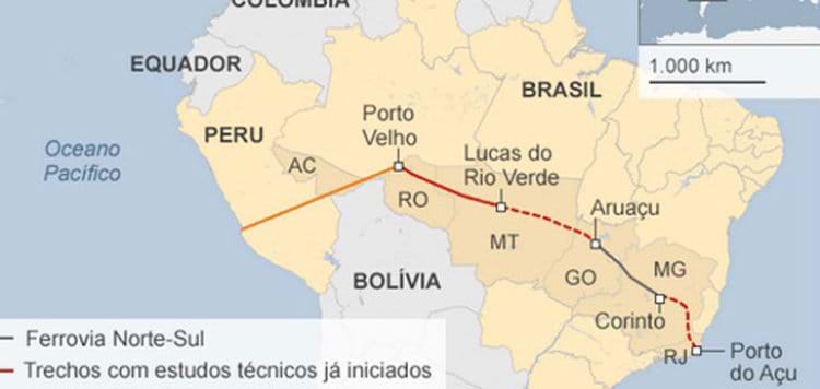  Brasil e China vão construir ferrovia do Atlântico ao Pacífico